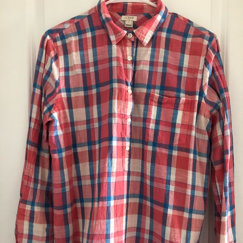 J.Crew plaid popover